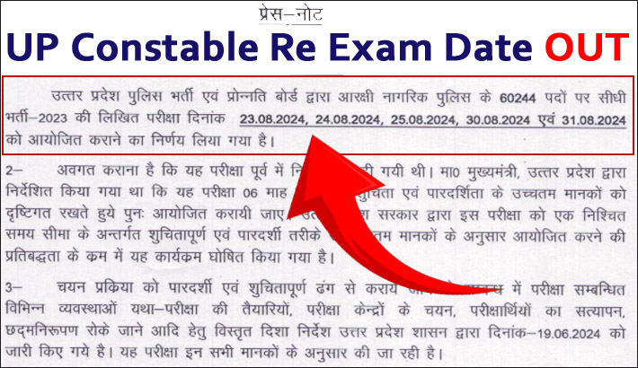UP Police Constable Re Exam Date 2024