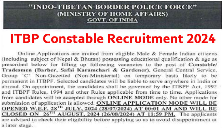 ITBP Constable Recruitment 2024