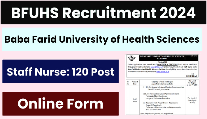 BFUHS Staff Nurse Recruitment 2024